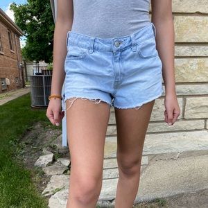 Light colored blue jean shorts